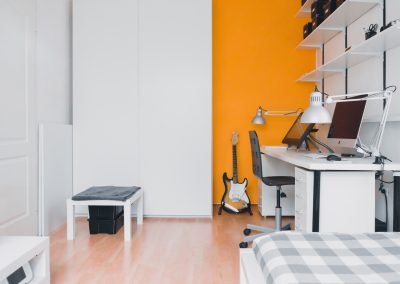 Minimalist with orange accent
